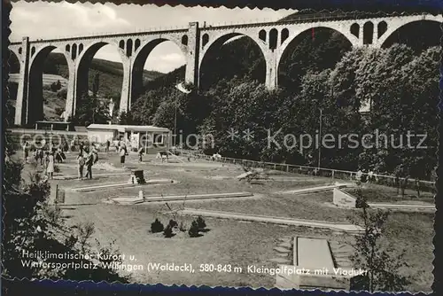 Willingen Sauerland Kleingolfplatz mit Viadukt Kurort Wintersportplatz Kat. Willingen (Upland)