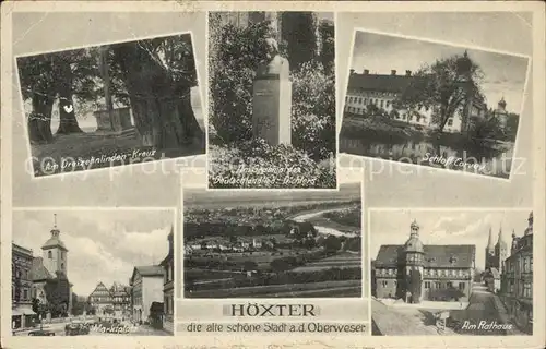 Hoexter Weser Rathaus Marktplatz Dreizehnlinden  Kreuz Kat. Hoexter