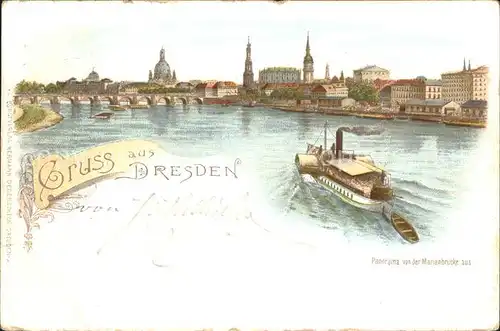 Dresden Panorama von der Marienbruecke Kat. Dresden Elbe