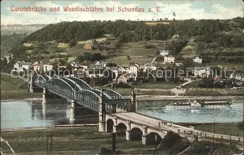 Bad Schandau Carolabruecke und Wendischfaehre Kat. Bad Schandau