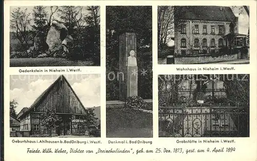 Bad Driburg Friedrich Weber Gedenkstein Wohnhaus in Nieheim  Kat. Bad Driburg