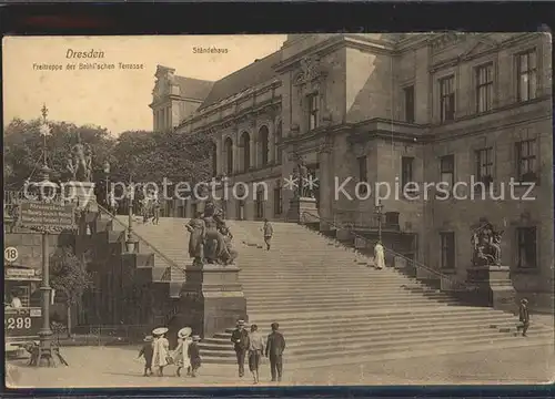 Dresden Staendehaus Freitreppe Bruehlschen Terrasse  Kat. Dresden Elbe