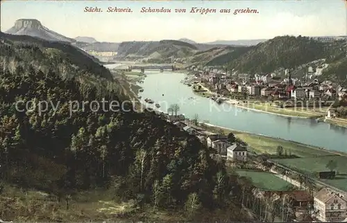 Bad Schandau Blick vom Krippen Kat. Bad Schandau