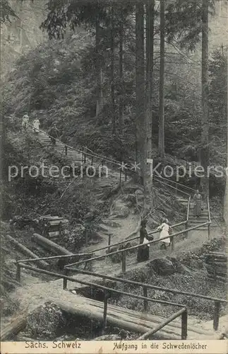 Rathen Saechsische Schweiz Aufgang Schwedenloecher  Kat. Rathen Sachsen