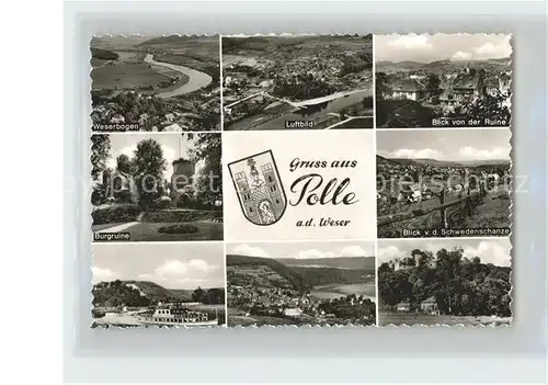 Polle Blick von der Ruine Luftbild Burgruine  Kat. Polle