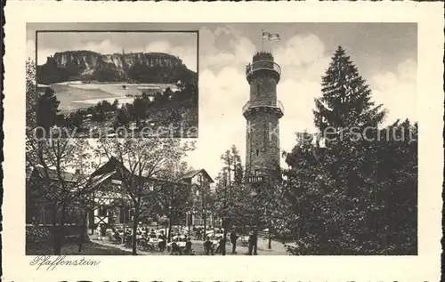 Pfaffenstein Koenigstein Saechsische Schweiz Gasthaus Aussichtsturm  Kat. Koenigstein Saechsische Schweiz