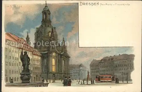 Dresden Neu Markt Frauenkirche Kuenstlerkarte  Kat. Dresden Elbe