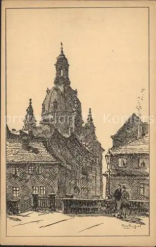 Dresden Frauenkirche Kuenstlerkarte  Kat. Dresden Elbe
