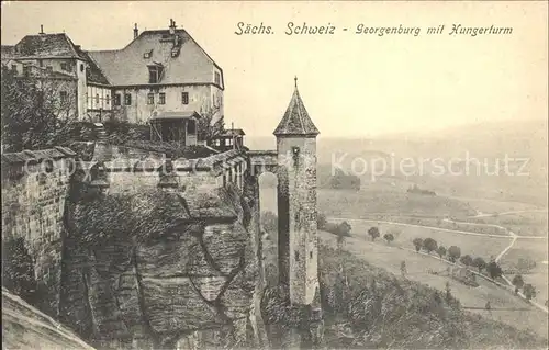 Koenigstein Saechsische Schweiz Georgenburg Hungerturm Kat. Koenigstein Saechsische Schweiz