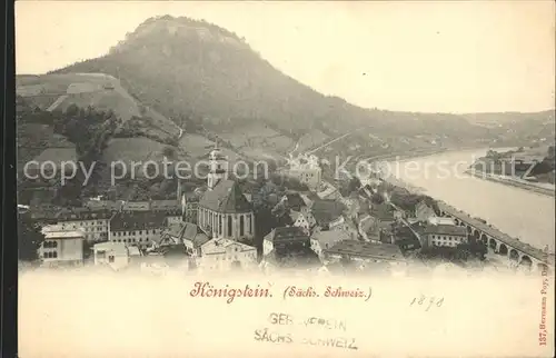 Koenigstein Saechsische Schweiz Blick auf Koenigstein Kat. Koenigstein Saechsische Schweiz