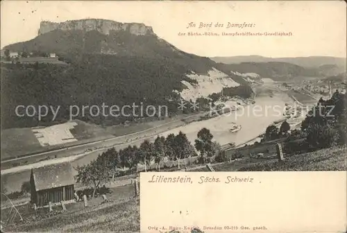 Lilienstein An Bord des Dampfers der Dampfschiffsfahrt Gesellschaft  Kat. Bad Schandau