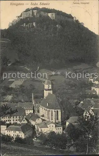 Koenigstein Saechsische Schweiz Festung und Kirche Kat. Koenigstein Saechsische Schweiz