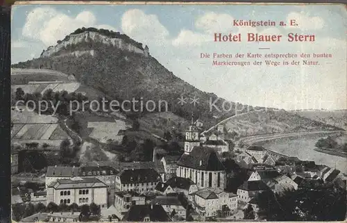 Koenigstein Saechsische Schweiz Hotel Blauer Stern Aufklappkarte Kat. Koenigstein Saechsische Schweiz