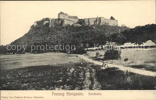 Koenigstein Saechsische Schweiz Festung Koenigstein Nordseite Kat. Koenigstein Saechsische Schweiz