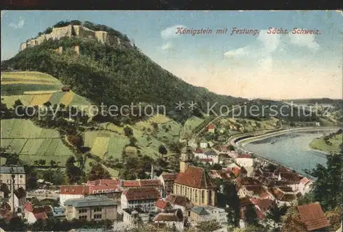Koenigstein Saechsische Schweiz Festung Stadt Kat. Koenigstein Saechsische Schweiz