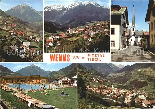 Wenns Pitztal Tirol Panorama Total Dorfpartie Kirche Schwimmbad Kat. Wenns