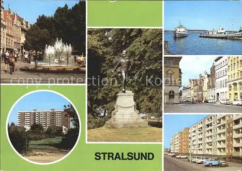 Stralsund Mecklenburg Vorpommern Anlegestelle Rudolf Leonhard Weg Muehlenstrasse Ferdinand von Schill Denkmal Kat. Stralsund