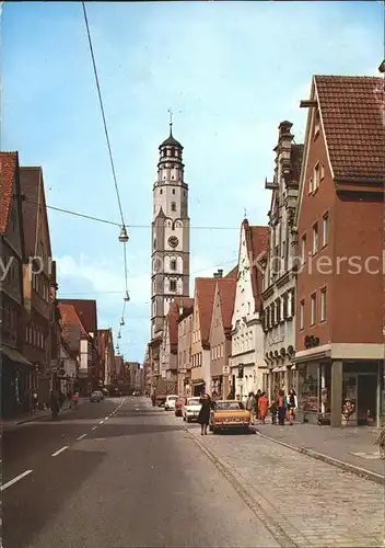 Lauingen Donau Herzog Georg Strasse mit Schimmelturm / Lauingen (Donau) /Dillingen Donau LKR