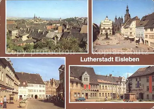 Eisleben Markt mit Lutherdenkmal August Bebel Plan mit Lenin Denkmal Kat. Eisleben