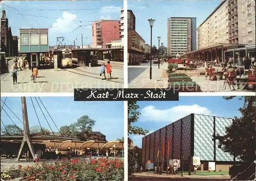 Karl Marx Stadt Rosenhof Busbahnhof Ausstellungshallen am Schlossteich Kat. Chemnitz