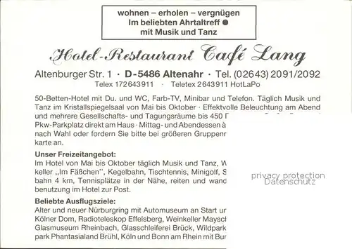 Altenahr Hotel Cafe Lang Kat. Altenahr