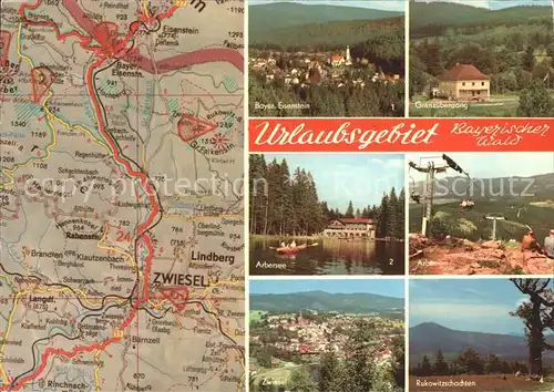 Zwiesel Niederbayern Bayerischer Wald mit Landkarte