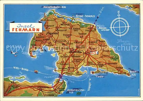 Fehmarn Landkarte der Insel Kat. Fehmarn