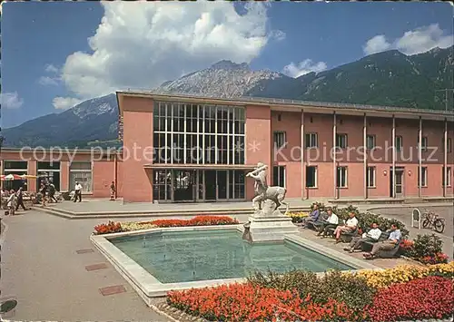 Bad Reichenhall Hauptbahnhof mit Centauren Brunnen Kat. Bad Reichenhall