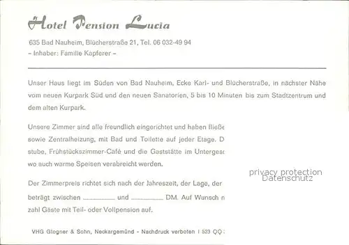Bad Nauheim Hotel Pension Lucia Gastraum See Brunnen Kat. Bad Nauheim