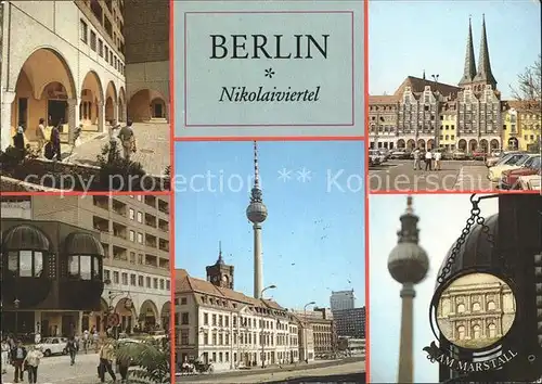 Berlin Nikolaiviertel Teilansichten Fernsehturm Rathaus Am Marstall Kat. Berlin