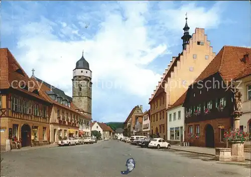 Weismain Strassenpartie Kirchturm Brunnen Kat. Weismain