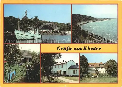 Kloster Hiddensee Hafen Steinwall Kapitaenshaus Gaststaette Enddorn HO Gaststaette Dornbusch Kat. Insel Hiddensee
