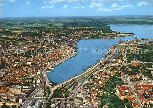 Flensburg Blick auf Stadt und Foerde Fliegeraufnahme Kat. Flensburg