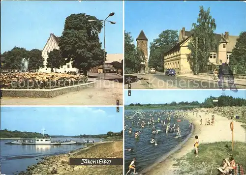 Aken Elbe Friedensplatz Burgstr An der Faehre Freibad Akazienteich / Aken /Anhalt-Bitterfeld LKR