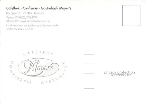 Oberkirch Baden Cafethek Confiserie Gastroback Mayers Teilansichten Kat. Oberkirch