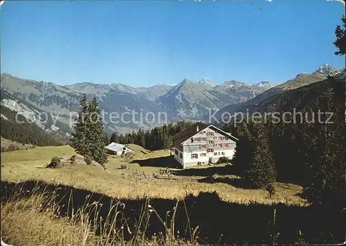 Bregenz Vorarlberg Alpengasthof Edelweiss mit Didamskopf uentschenspitze Widderstein und Kuenzelspitze Kat. Bregenz