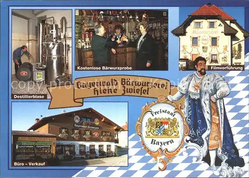 Zwiesel Niederbayern Bayerwald Baerwurzerei Destillierblase Baerwurzprobe Filmvorfuehrung Buero Verkauf