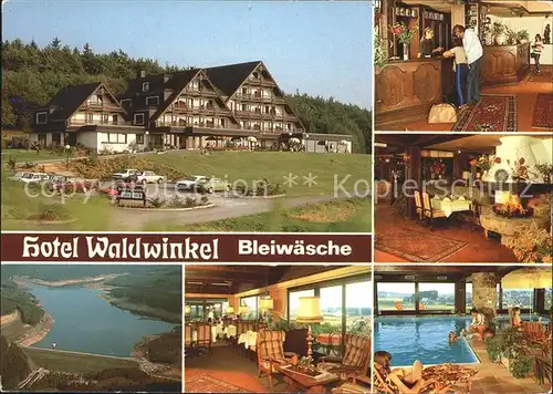 Bleiwaesche Hotel Waldwinkel Rezeption Gastraeume Hallenbad Liegewiese See Kat. Bad Wuennenberg