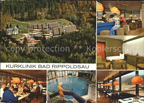 Bad Rippoldsau Schwarzwald Kurklinik mit Kurmittelhaus Speisesaal Hallenbad Bar Zimmer Terrasse Kat. Bad Rippoldsau Schapbach