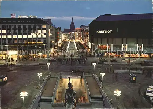 Hannover Bahnhofstrasse bei Nacht vom Ernst August Platz Kat. Hannover