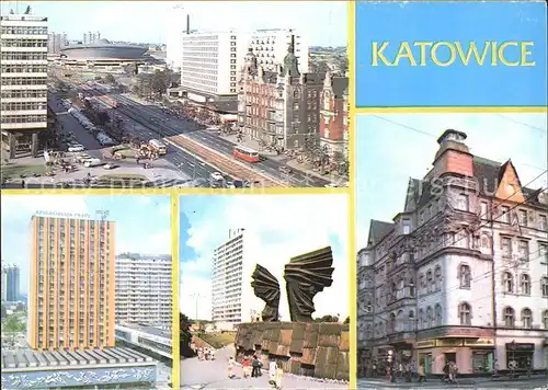 Katowice Ulica Armii Cherwonej Fragment srodmiescia Pomnik Powstancow Slaskich Fasada  Kat. Katowice