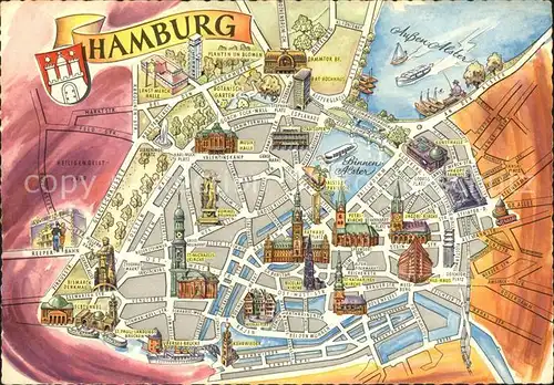 Hamburg Stadtplan Kat. Hamburg