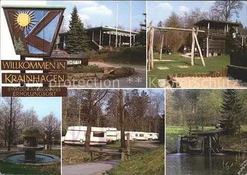 Obernkirchen OT Krainhagen Bungalow Spielplatz Brunnen Caravans Stauwehr Kat. Obernkirchen