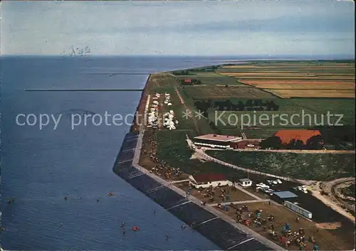Tossens Nordseebad Strandhalle Tossens direkt am Meer Fliegeraufnahme Kat. Butjadingen