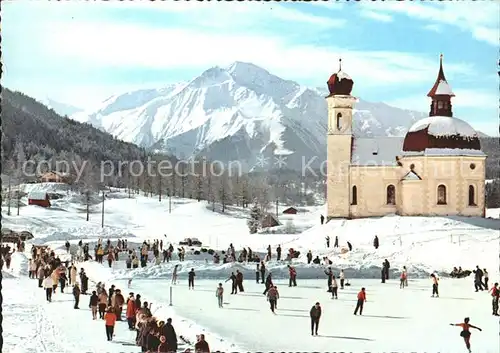 Seefeld Tirol Seekirchlein mit Eislaufplatz und Hocheder Kat. Seefeld in Tirol