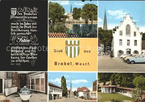Brakel Westfalen Mineralbrunnen Kurhaus Strassenpartie Rathaus Kat. Brakel