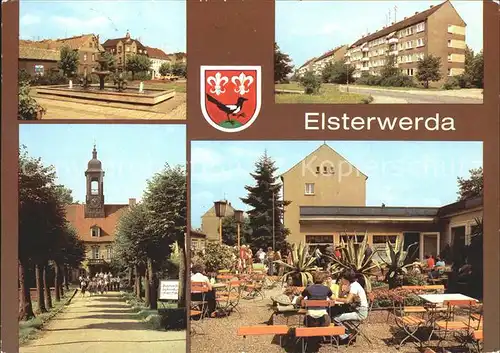 Elsterwerda Elsterbrunnen Markt Blumenstr Arndt Oberschule Eiscafe Kat. Elsterwerda