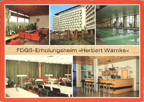 Klink Waren FDGB Erholungsheim Herbert Warnke Empfangshalle Schwimmhalle Gr Restaurant Hallenbar Kat. Klink Waren