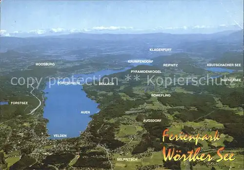 Velden Woerther See Panoramakarte Auen Schiefling Selpritsch Forstsee Kat. Velden am Woerther See