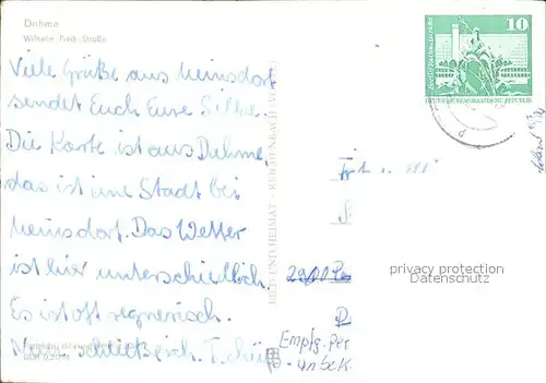 Dahme Ostseebad Wilhelm Pieck Strasse Kat. Dahme